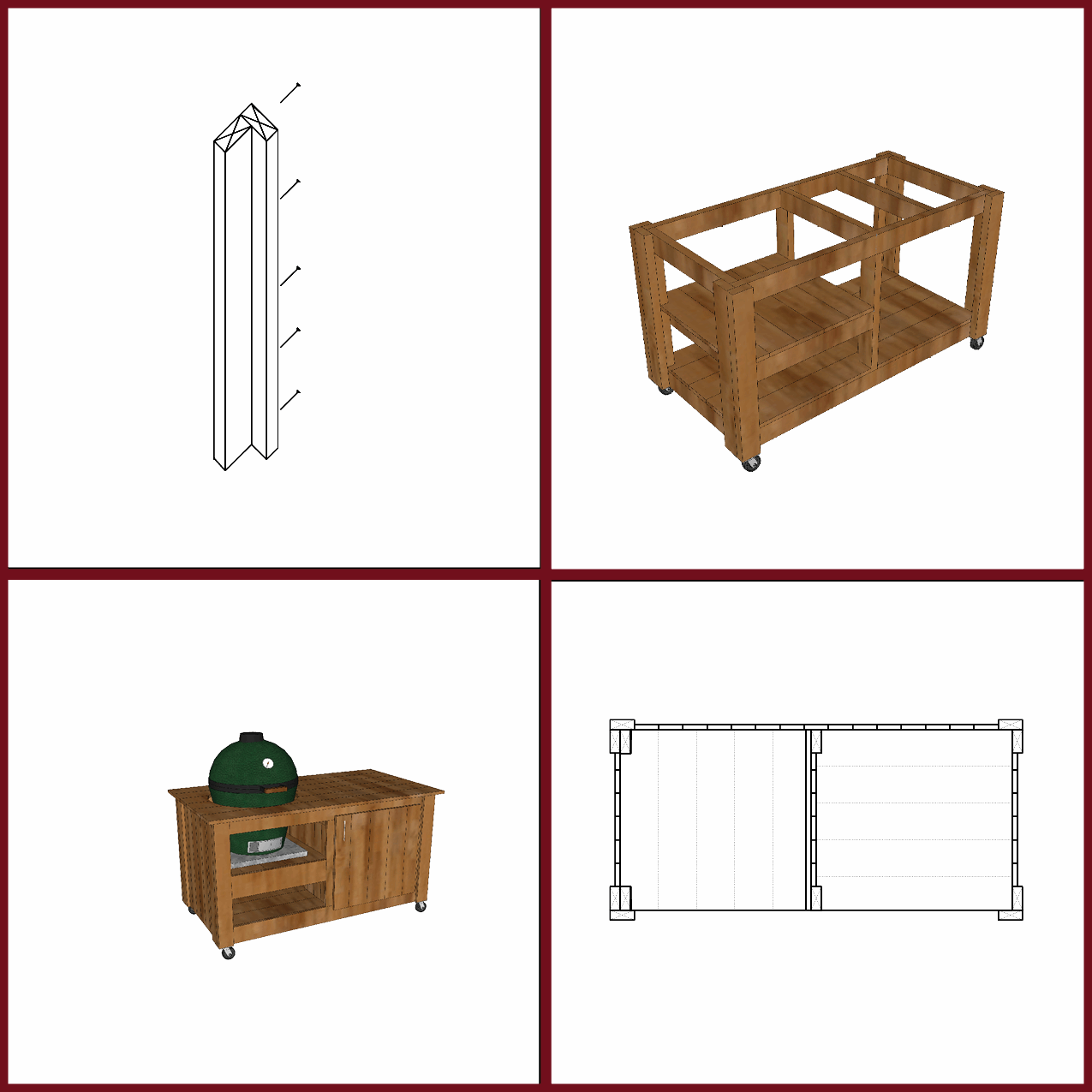 Classic Sidecar Grill Table Plans for XL Green Eggs