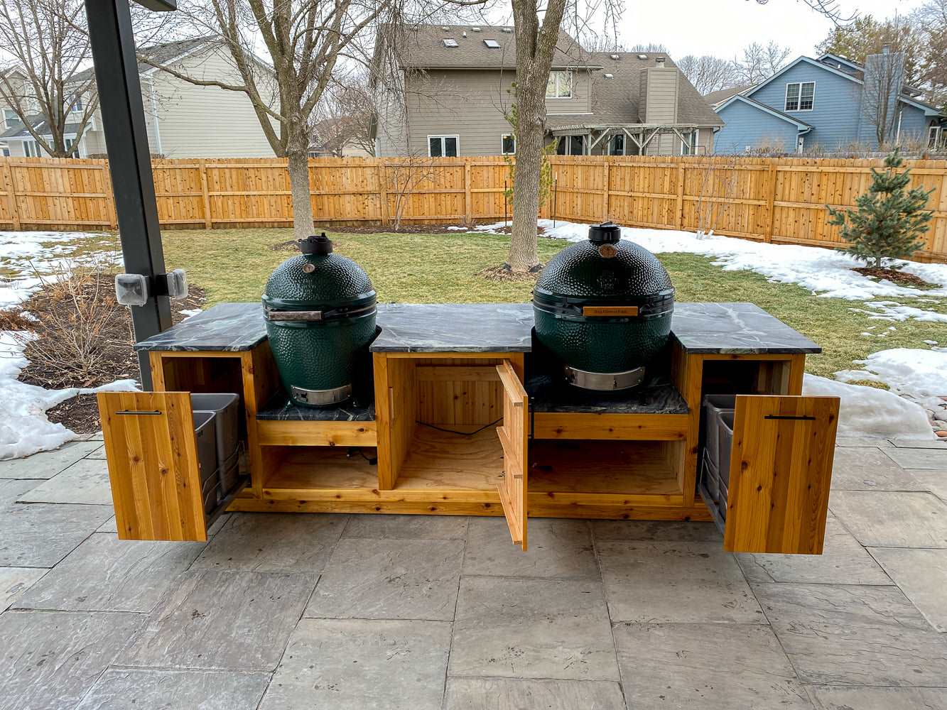 Green Egg Outdoor Kitchen Plans for Two Large Eggs