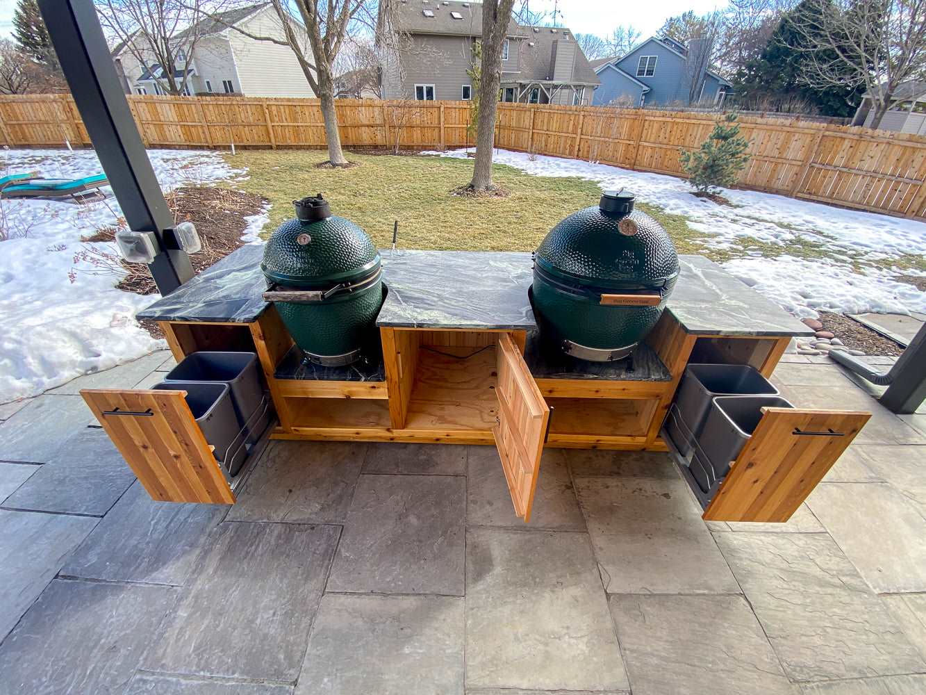 Green Egg Outdoor Kitchen Plans for Two Large Eggs