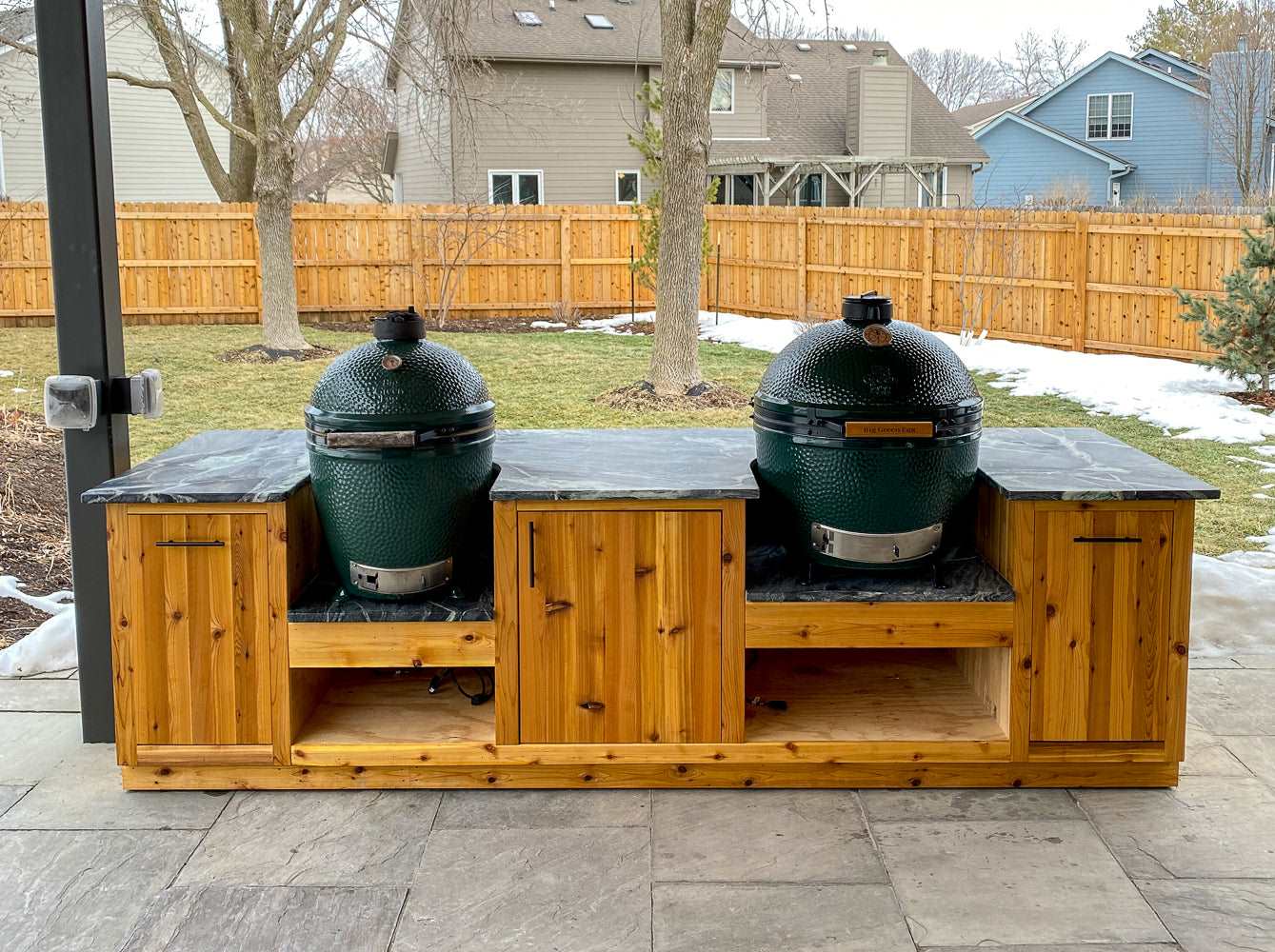 Green Egg Outdoor Kitchen Plans for Two Large Eggs